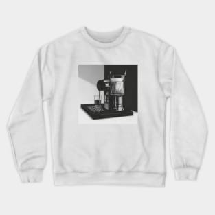 Coffee Vintage Monochrome Pointillism Machine Crewneck Sweatshirt